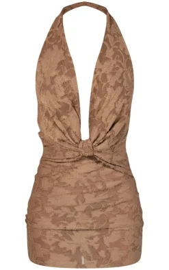 Floral Sheer Burnout Knot Cowl Bodycon Dress-PrettyLittleThing New