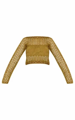 PrettyLittleThing Knitted Tops*Flower Embossed Crochet Oversized Top