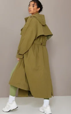 PrettyLittleThing Trench Coats*Hooded Oversized Woven Trench Coat