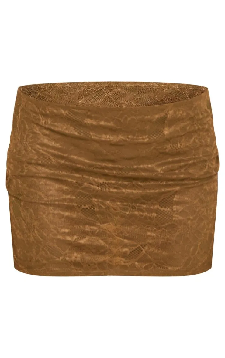 Best PrettyLittleThing Lace Low Rise Mini Skirt Khaki