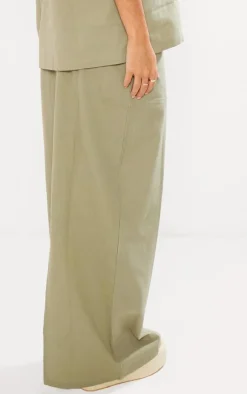 Outlet PrettyLittleThing Linen Look Pocket Details Maxi Skirt Khaki
