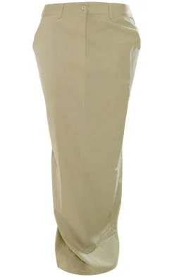 Outlet PrettyLittleThing Linen Look Pocket Details Maxi Skirt Khaki