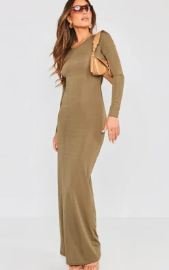 Long Sleeve Open Back Ruched Detail Maxi Dress-PrettyLittleThing New