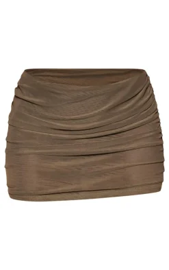 Clearance PrettyLittleThing Mesh Sheer Micro Mini Skirt Khaki