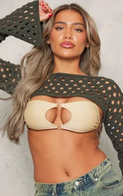 PrettyLittleThing Knitted Tops*Open Knit Flare Sleeves Knitted Top