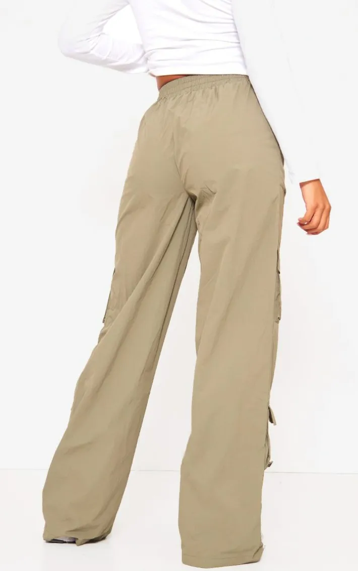 Khaki Oversized Straight Leg Cargo Pants