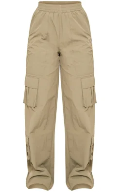 Khaki Oversized Straight Leg Cargo Pants