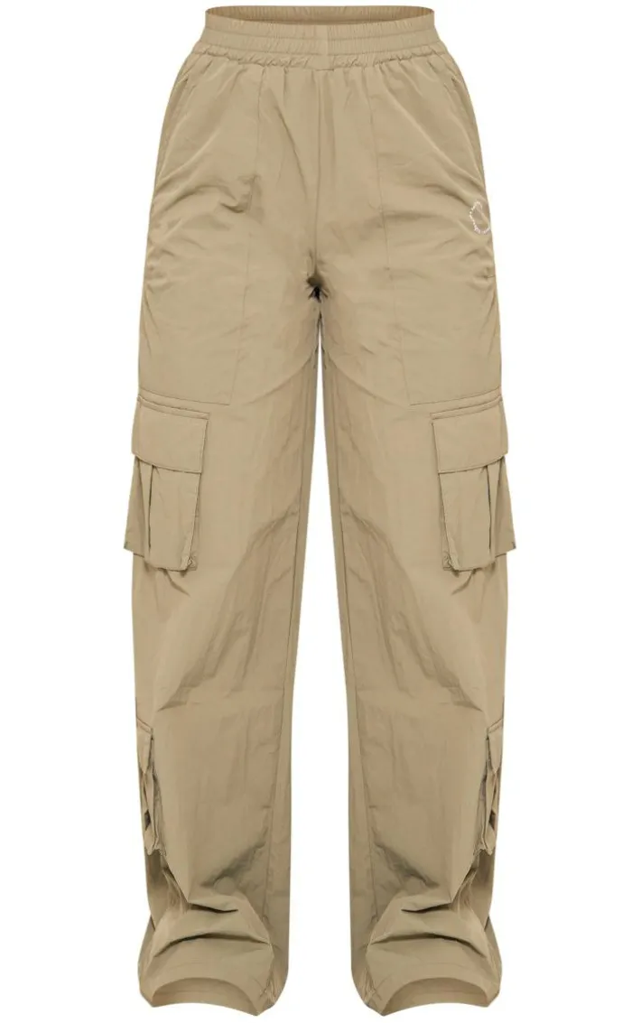 Khaki Oversized Straight Leg Cargo Pants