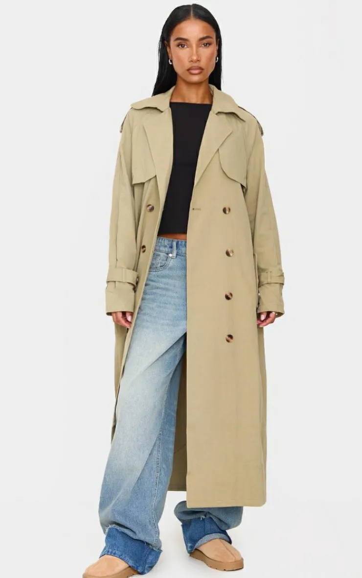 PrettyLittleThing Trench Coats*Panel Detail Belted Trench Coat