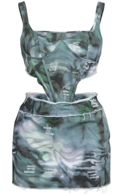 Printed Distressed Bodycon Dress-PrettyLittleThing Best