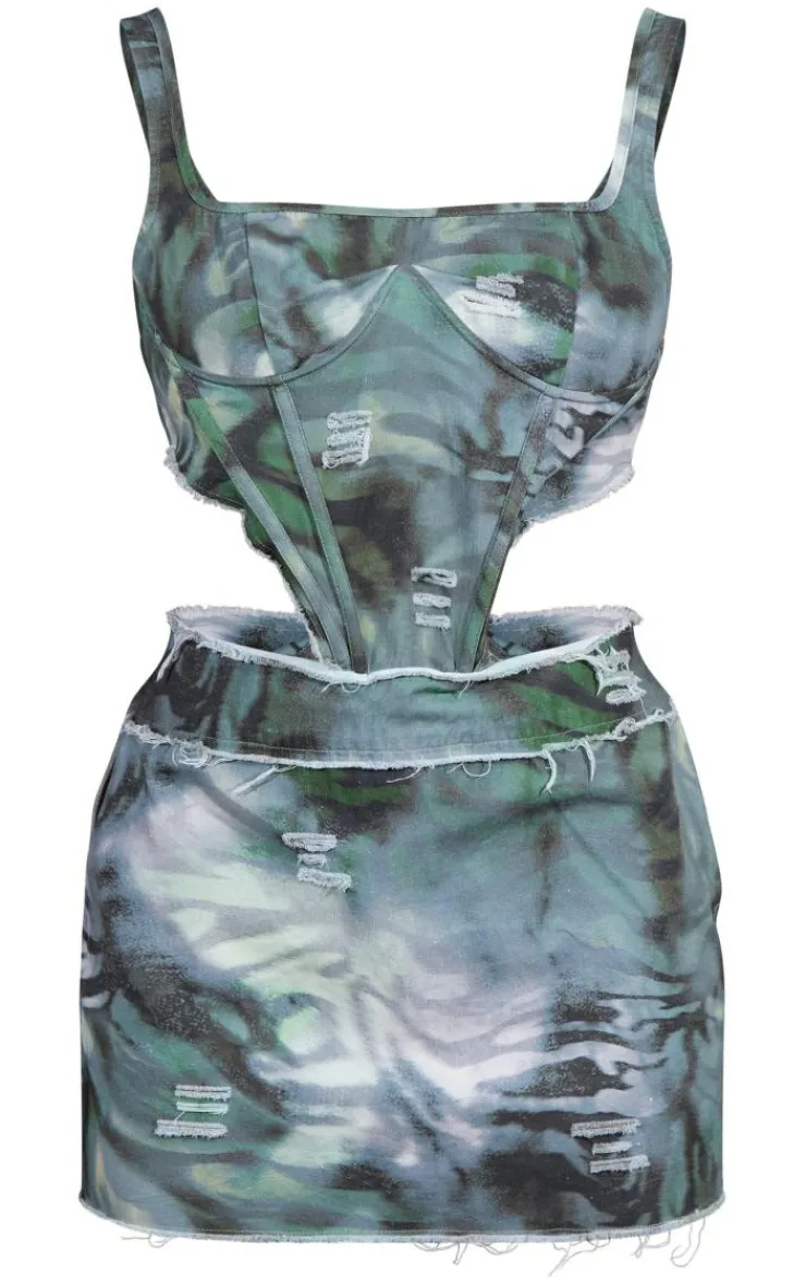 Printed Distressed Bodycon Dress-PrettyLittleThing Best
