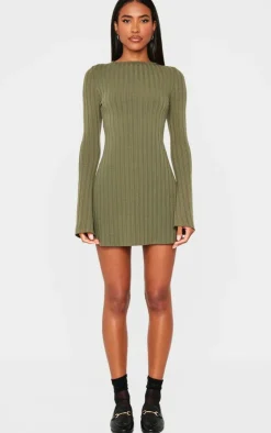 Rib Tie Cut Out Back Bodycon Dress-PrettyLittleThing New