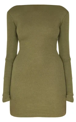 Ribbed Low Back Long Sleeve Bodycon Dress-PrettyLittleThing Best