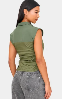PrettyLittleThing Sleeveless Tops*Ruched Sleeveless Long Top