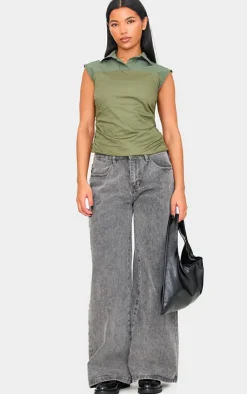 PrettyLittleThing Sleeveless Tops*Ruched Sleeveless Long Top