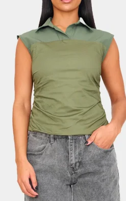 PrettyLittleThing Sleeveless Tops*Ruched Sleeveless Long Top