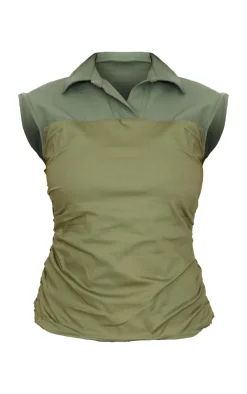 PrettyLittleThing Sleeveless Tops*Ruched Sleeveless Long Top
