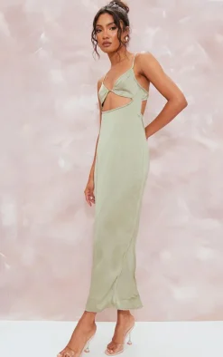 Satin Cut Out Strappy Back Detail Midaxi Dress-PrettyLittleThing Best