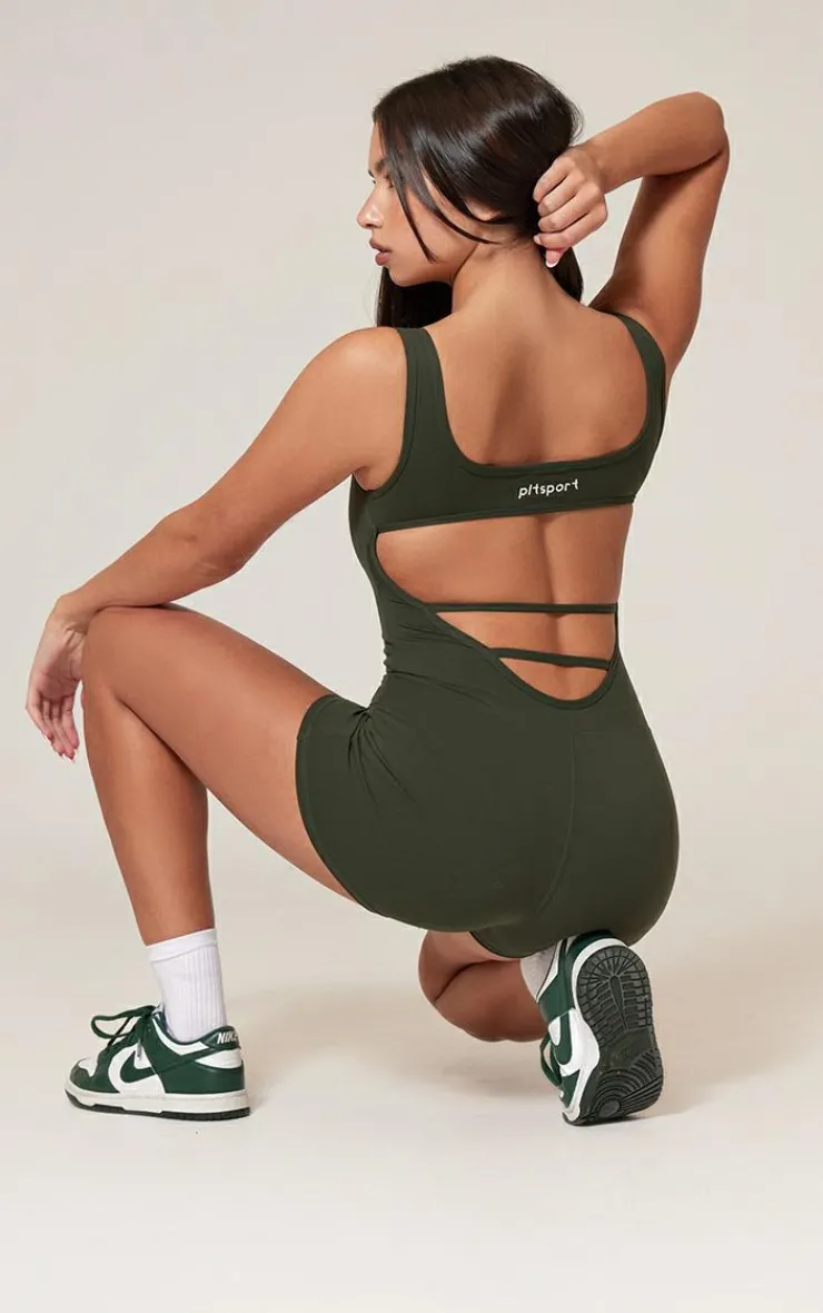 PrettyLittleThing Gym Wear*Sculpt Contrast Stitch Square Neck Unitard