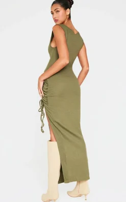 Side Split Ruched Sleeveless Maxi Dress-PrettyLittleThing New