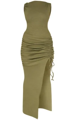 Side Split Ruched Sleeveless Maxi Dress-PrettyLittleThing New