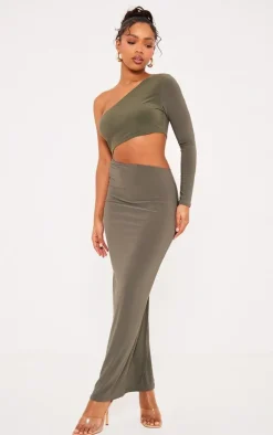 Slinky One Shoulder Cut Out Midaxi Dress-PrettyLittleThing Clearance