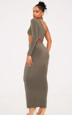 Slinky One Shoulder Cut Out Midaxi Dress-PrettyLittleThing Clearance