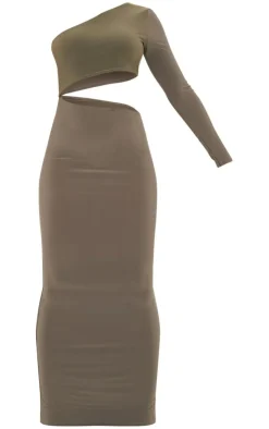 Slinky One Shoulder Cut Out Midaxi Dress-PrettyLittleThing Clearance