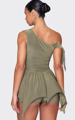 Slinky Tie Strap Rara Skort Romper-PrettyLittleThing Outlet