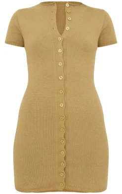 Soft Knit Button Through Mini Dress-PrettyLittleThing Hot