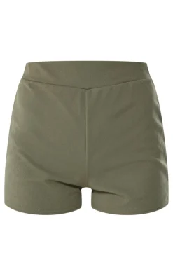 Discount PrettyLittleThing Soft Tailored Hotpants Khaki
