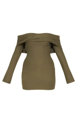 Soft Touch Twist Bardot Bodycon Dress-PrettyLittleThing New
