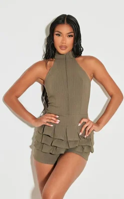 Stretch Woven High Neck Rara Skort Romper-PrettyLittleThing Discount