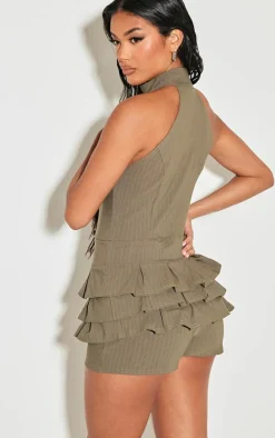 Stretch Woven High Neck Rara Skort Romper-PrettyLittleThing Discount