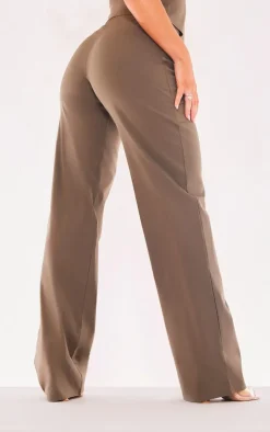 Discount PrettyLittleThing Stretch Woven Low Rise Cargo Pants Khaki