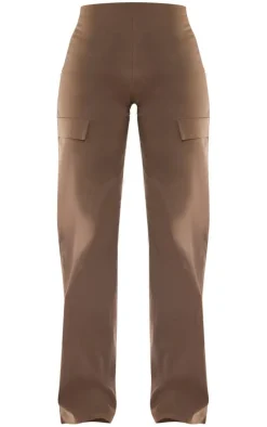 Discount PrettyLittleThing Stretch Woven Low Rise Cargo Pants Khaki