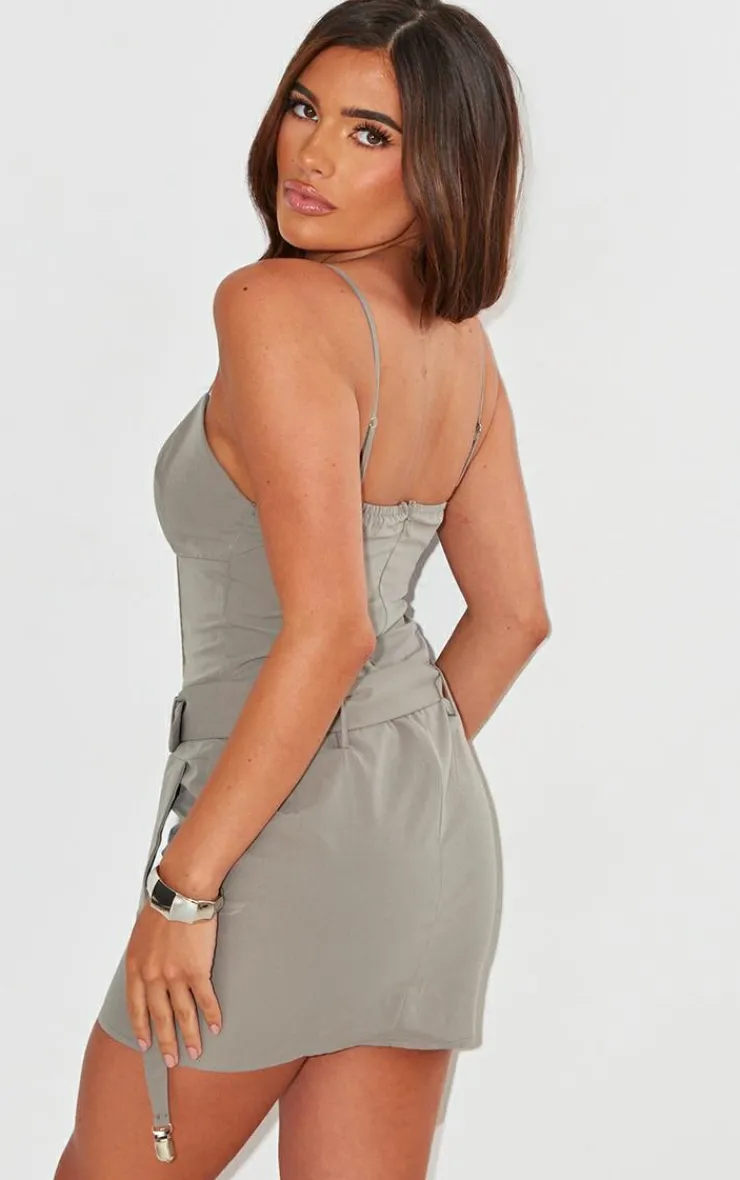 Tailored Woven Stirrup Detail Bodycon Dress-PrettyLittleThing Best