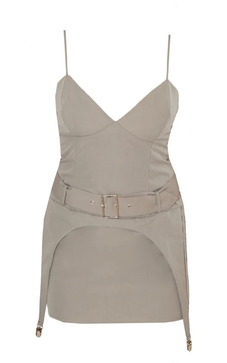 Tailored Woven Stirrup Detail Bodycon Dress-PrettyLittleThing Best