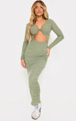 Textured Cut Out Maxi Dress-PrettyLittleThing Outlet
