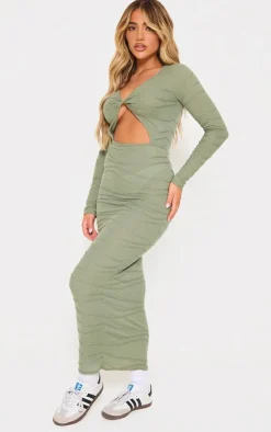 Textured Cut Out Maxi Dress-PrettyLittleThing Outlet