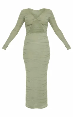 Textured Cut Out Maxi Dress-PrettyLittleThing Outlet