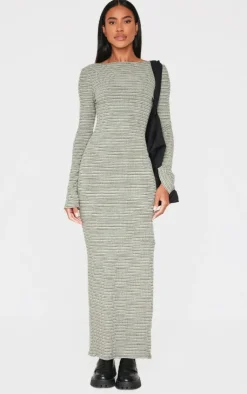 Textured Flared Sleeve Maxi Dress-PrettyLittleThing Discount