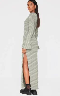 Textured Flared Sleeve Maxi Dress-PrettyLittleThing Discount