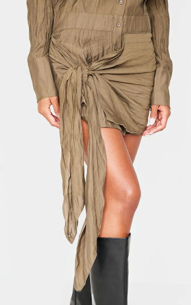 Tie Detail Shirt Dress-PrettyLittleThing