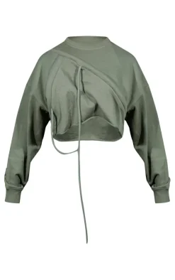 PrettyLittleThing Tube Tops*Tube Strap Detail Cropped Sweatshirt