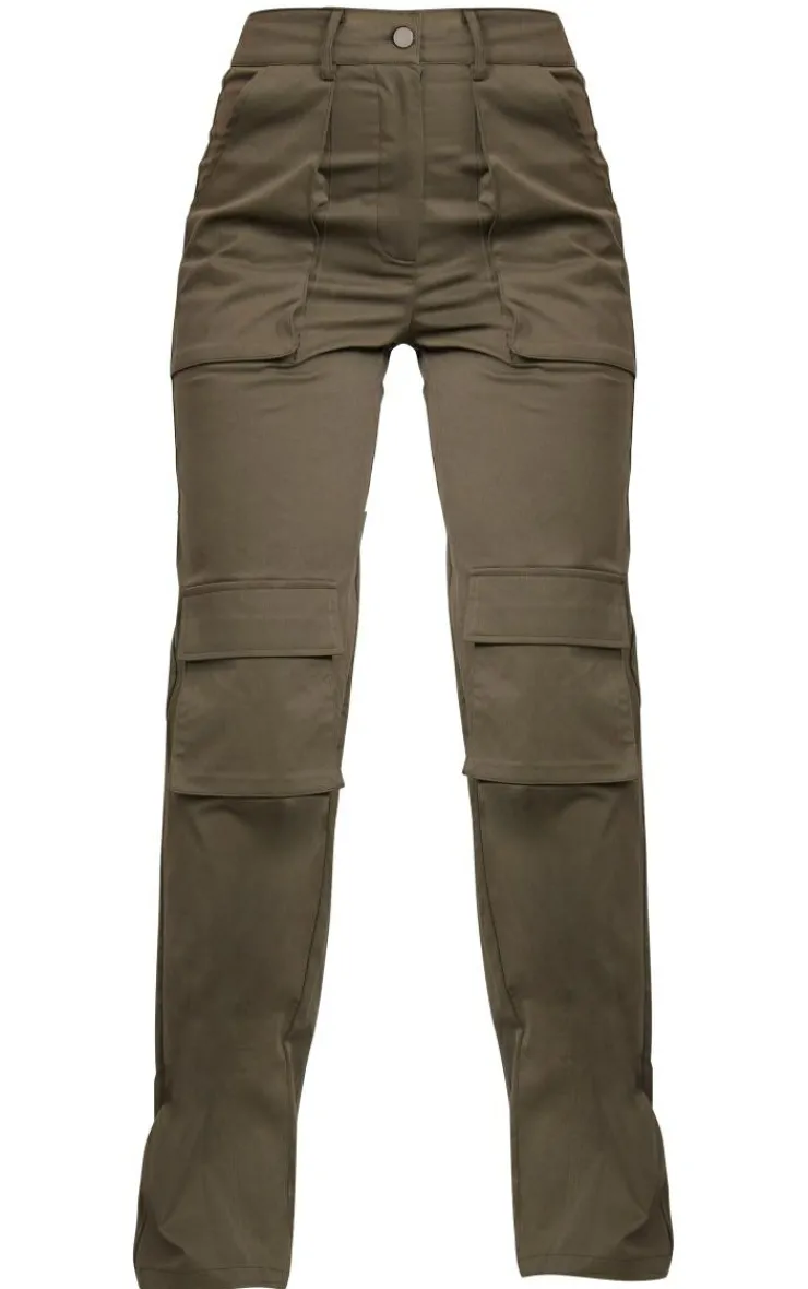 Best PrettyLittleThing Twill Pocket Detail High Waist Cargo Pants Khaki