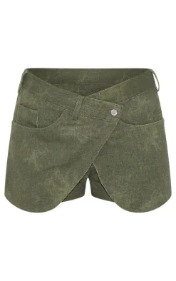 Twill Washed Crossover Mini Skirt-PrettyLittleThing Discount