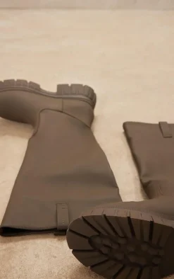 PrettyLittleThing Wide Fit Boots*Wide Fit Pu Slip On Knee High Boots