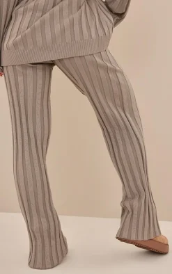 Outlet PrettyLittleThing Wide Rib Knitted Pants Khaki