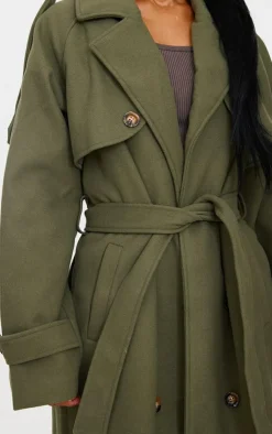PrettyLittleThing Wool Coats*Wool Look Oversized Double Breasted Military Trim Coat